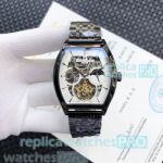 At Wholesale Clone Vacheron Constaintin Malte White Hollow Dial Black Stainless Steel Watch